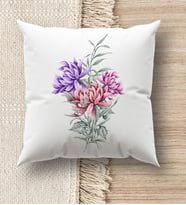 BK Gift Çiçek Tasarımlı Beyaz Kırlent Yastık, Ev Hediyesi, Ev Dekorasyonu, Dekoratif Hediye (Model 2)