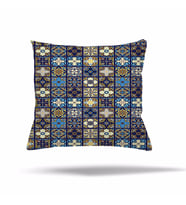 Geometrik Kaplumbağa Mermer Desen Gizli Fermuarlı Yastık Kılıfı Kırlent Kılıfı Koltuk Yastık Kılıfı  (INDIGO-LACIVERT)