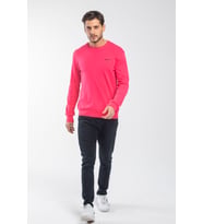 Süperlife Bisiklet Yaka Uzun Kollu Dar Kalıp İnce  Erkek Sweatshirt SPR2019K18 (Fuşya)