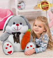 PANDAMKEE 100 Cm Elinde Havuç Tutan Tavşan (Gri)