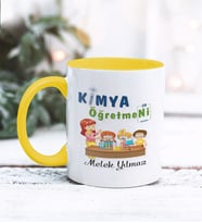 Kimya Öğretmeni Tasarımlı Kişiye Özel Kupa Bardak (Sarı)