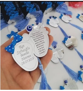 Kişiye Özel Pleksi Bebek Magnet Hatıra (Gümüş)
