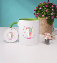 Unicorn Kupa Bardak ve Anahtarlık (Yeşil)