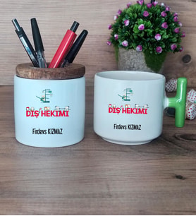Diş Hekimi Hediye Sepeti Kupa Bardak T Kulplu, Kalemlik Hediyeleri Diş Hekimleri Günü Hediyesi (Model 8)