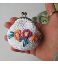 Klipsli Mini Cüzdan Anahtarlık (Beyaz)