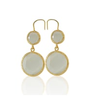 Kadir Jewellery 22 Ayar Altın Kaplama Kadın Taşlı Küpe -El İşçiliği Ve Hipoalerjenik Küpe (Beyaz)