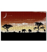 Cakapuzzle Afrika Yaban Hayatı Silüet Kompozisyon Puzzle Yapboz MDF (Ahşap) (255 Parça)