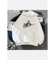 Chain Saw Man Aki Kapşonlu Sweatshirt (Beyaz)