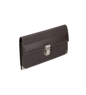 Çek ve Senet Portföyü Unisex Mini Bag Organizer 13 Cepli Vegan 13,5x24 cm (KAHVE)