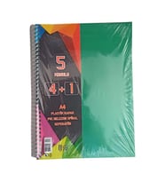 4+1 Ayraçlı Defter 5 Konulu 125 Yaprak 1 Adet 4 Kareli 1 Çizgili Spralli Plastik Kapak Seperatörlü (Yeşil)