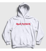 Presmono Unisex Gri Logo Iron Maiden Kapüşonlu Sweatshirt 86681tt (Beyaz)