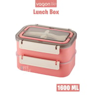 Vagonlife Bento Lunch Box 1600 ML 2 Kat Yeni Nesil Sefer Tası Paslanmaz Çelik -FFLBOX2221 (Pembe)