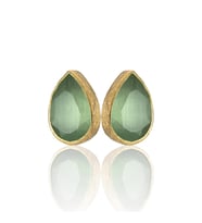Kadir Jewellery 22 Ayar Altın Kaplama Kadın Minimal Küpe -El İşçiliği Ve Hipoalerjenik Küpe (Açık Yeşil)