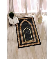 EVDEYA Dijital Baskılı Kaymaz Taban Yıkanabilir Modern Namazlık Seccade 70x130, SECCADE-21-GOLD, (Gri)