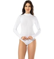 Kadın Uzun Kol Balıkçıyaka Çıtçıtlı Pamuk Body Bayan Atlet (Beyaz)