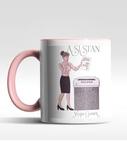Kişiye Özel Asistan Tasarımlı Siyah Kupa (Beyaz-Pembe)