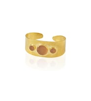 Kadir Jewellery 22 Ayar Altın Kaplama El İşçiliği Zirkon Taşlı Kadın Kelepçe Bilezik (Turuncu)