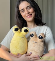 22 cm Kirpikli Uzaylı Poe Dostum Hediye Kutulu Bej (Bej)