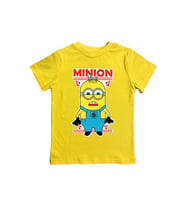Minions baskılı pamuklu penye kumaş yazlık çocuk tişört (Sarı)