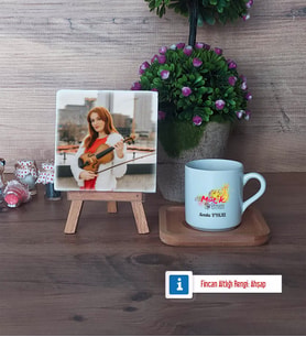 Müzik Öğretmeni Fotoğraflı Dekoratif Taş, Ahşap Altlıklı Türk Kahvesi Fincanı Hediye Öğretmenler Günü Hediyesi (Model 1)