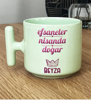 Kişiye Özel Koç Boğa Burcu Hediye Pastel T Kupa Doğum Günü Hediyesi (Yeşil)