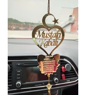 Kişiye Özel Pleksi Araba Dikiz Aynası Süsü Ay Yıldız Temalı (Gold)
