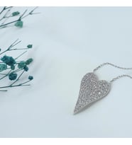 925 Ayar Favori Zirkon Taşlı Dolgulu Kalp Modelli Gümüş Kolye (Gümüş)