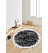 Dijital Baskılı Kaymaz Taban Yıkanabilir Yuvarlak Salon Halısı Koridor Halısı Paspas NDY-HS-366 (Gri)