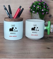 Sevimli Panda Hediye Sepeti Kupa Bardak T Kulplu, Kalemlik Hediyeleri Arkadaşa Hediye (Model 8)