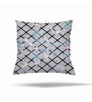Patchwork Çiçek Desen Etnik Gizli Fermuarlı Yastık Kılıfı Kırlent Kılıfı Koltuk Yastık Kılıfı  (Mavi-Gri)