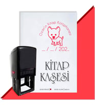 Kişiye Özel Sevimli Köpek 18 Tarihli Otomatik Kitap Kaşesi (Kırmızı)