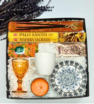 Kahve Fincanı - Kahve Yanı Bardağı - Soya Wax Kokulu Mum - Tütsü Kahve Hediye Seti (Beyaz)
