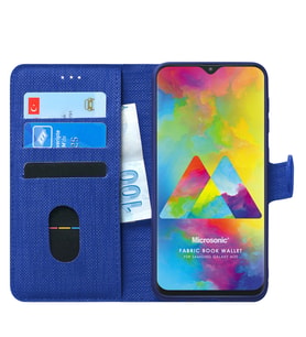 Samsung Galaxy M20 Kılıf Fabric Book Wallet (Lacivert)