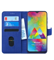 Samsung Galaxy M20 Kılıf Fabric Book Wallet (Lacivert)