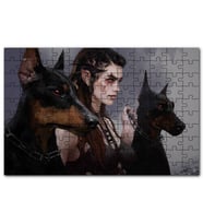 Cakapuzzle Elf Kızı ve İki Doberman Köpeği Puzzle Yapboz MDF (Ahşap) (500 Parça)