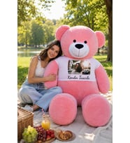 180 cm Kendin Tasarla  Tişörtlü Tatlım Peluş Ayıcık (%100 Yerli) (Pembe)