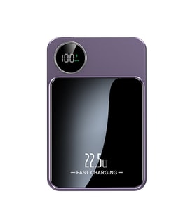 NF 20 10.000 mAh DİJİTAL GÖSTERGELİ 22.5 W PD HIZLI ŞARJ VE 15 W KABLOSUZ ŞARJLI MİNİ POWERBANK (Mor)