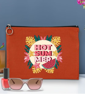 BK Gİft Yaz Temalı-8 Astarlı Portföy Çanta 30x21cm(12 Renk Seçeneği), Baskılı El Çantası, Organizer Çanta (Kiremit)