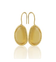 Kadir Jewellery 22 Ayar Altın Kaplama Fosil Taşlı Küpe -El İşçiliği Ve Hipoalerjenik Küpe (Sarı)