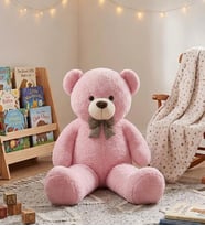 95 cm Papyonlu Peluş Ayıcık Hediyelik (Pembe)