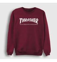 Presmono Unisex Beyaz Logo V5 Thrasher Sweatshirt 279292tt (Bordo)