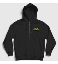 Presmono Unisex Gri Logo Oyun Super Mario Fermuarlı Kapüşonlu Sweatshirt 324703tt (Siyah)