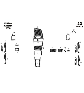 Meriç® Nissan Maxima Ön Torpido Kaplama Maun 22 Parça 2000-2004 (Karbon)