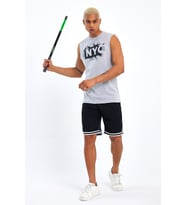 Erkek Bisiklet Yaka Regular Fit NYC Baskılı Tişort SPR22TS124 (Grimelanj)