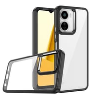 Vivo Y16 Kılıf Case, Kamera Lens Korumalı Elektroplatin Kaplama Sert PC Koruyucu Colourful Platinum Serisi (Siyah)