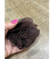 10X10 CM TÜLLÜ KABARTMA TASARIM ÇİÇEK BROŞ YAKA İĞNESİ TÜRBAN İĞNESİ (Kahverengi)