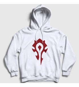 Presmono Unisex Beyaz Horde Logo World Of Warcraft Oyun Kapüşonlu Sweatshirt 423783tt (Beyaz)