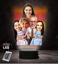 Doğum Günü Hediyesi,Sevgiliye Hediye, Kişiye Özel Fotoğraflı Mutlu Aile Tablosu Karikatür 3D Led Lamba (RGB)