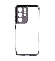 Galaxy S21 Plus Kılıf İnce Köşeleri Renkli Şeffaf Silikon (Siyah)