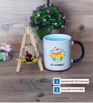 Öğretmenler Günü Hediyesi Kupa Bardak Beyaz ve Fotoğraflı Ahşap Anahtarlık Hediye (Model 9)